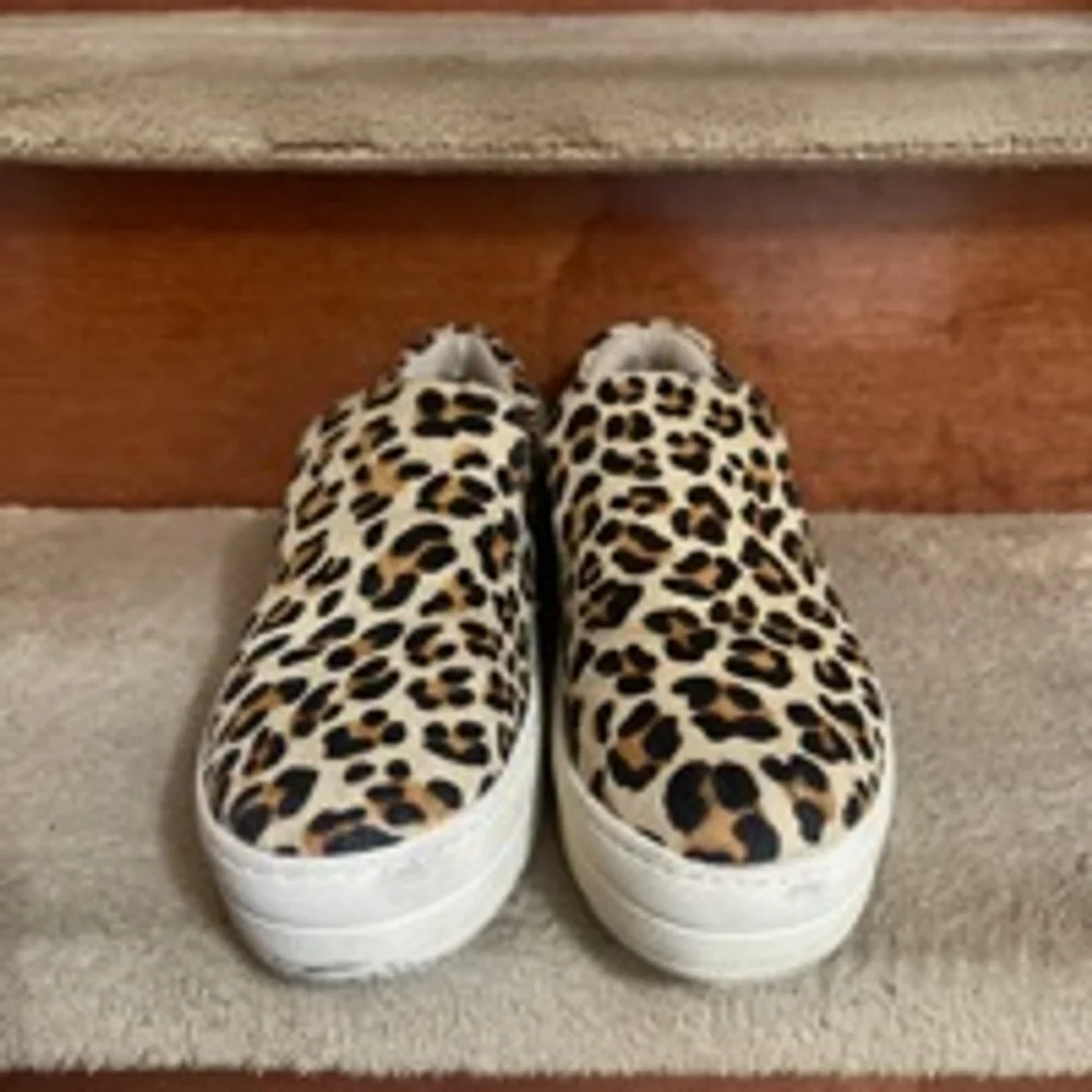 J Slides Leopard Print Sneakers Women's Size 8.5 Brown White